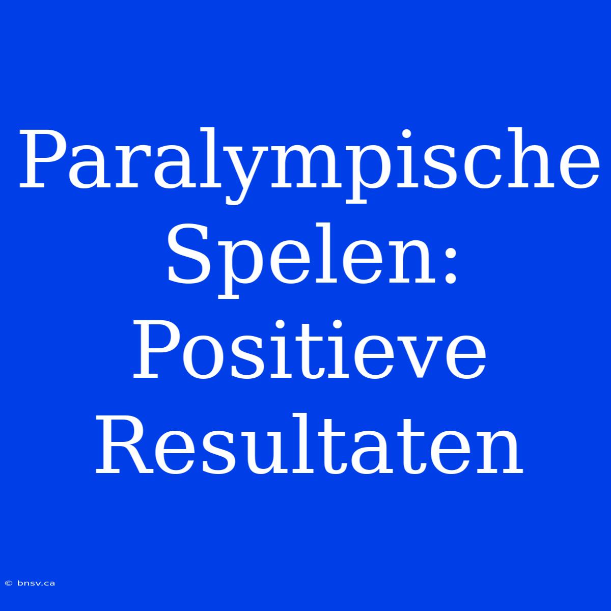 Paralympische Spelen: Positieve Resultaten