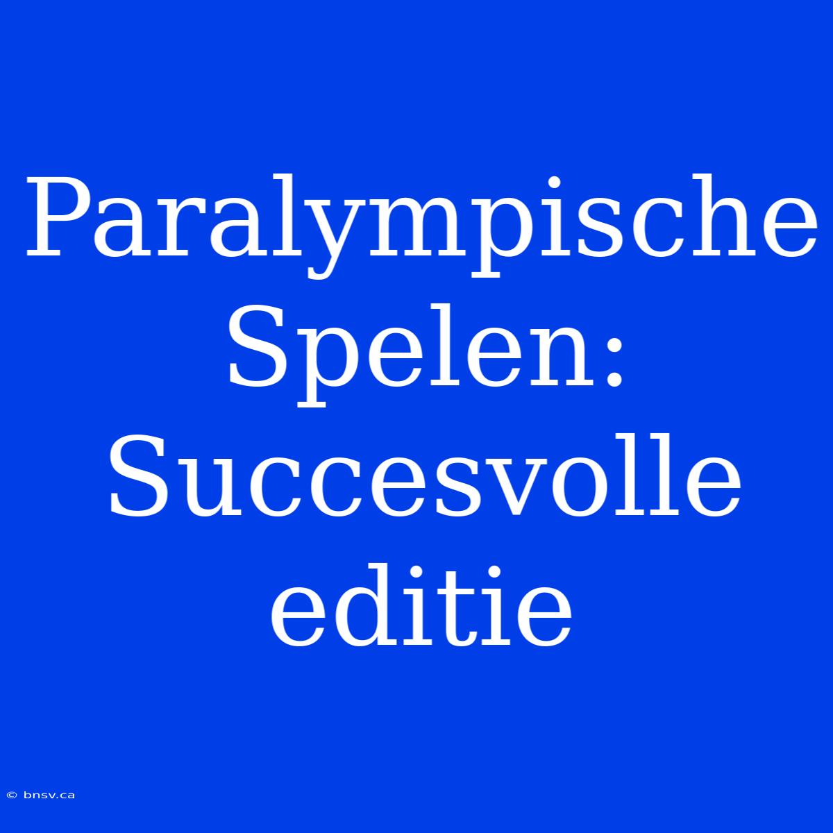 Paralympische Spelen: Succesvolle Editie