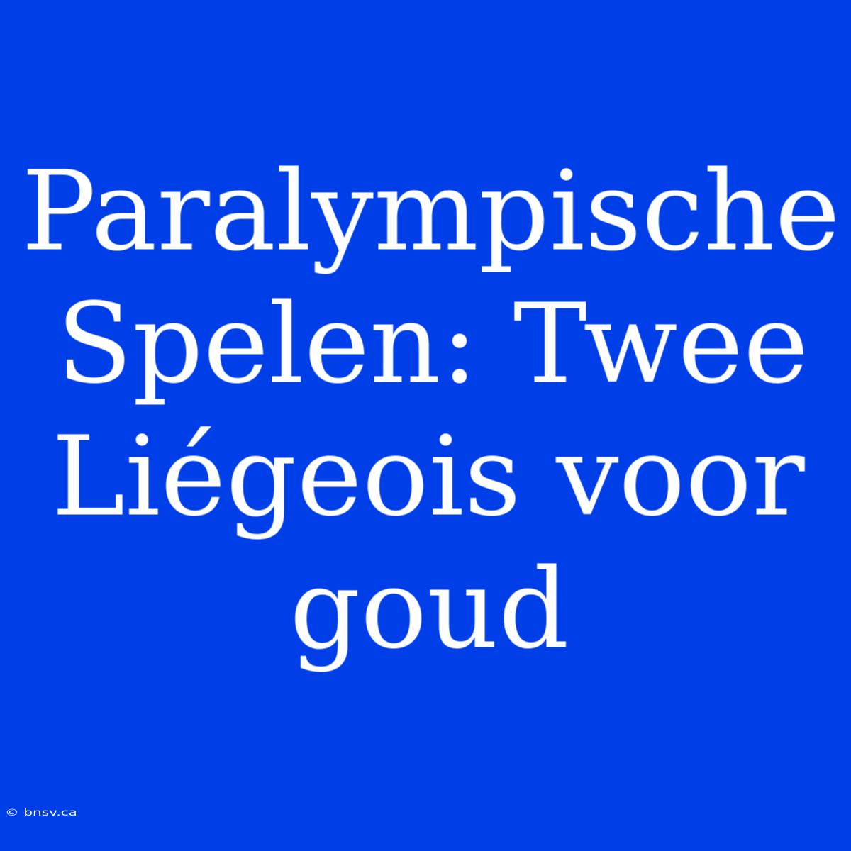 Paralympische Spelen: Twee Liégeois Voor Goud