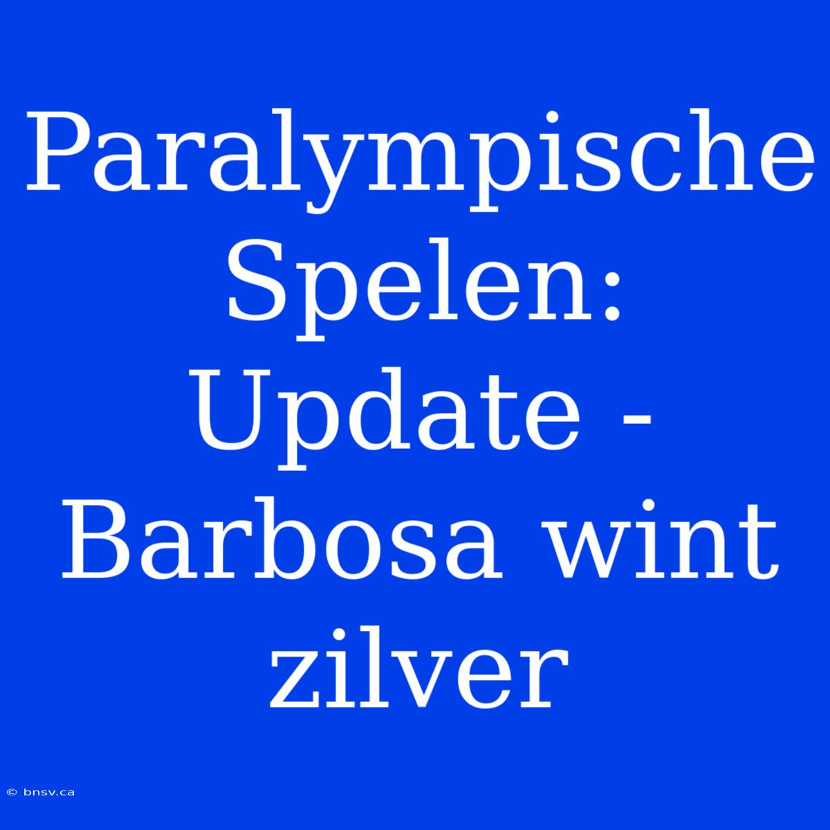 Paralympische Spelen: Update - Barbosa Wint Zilver