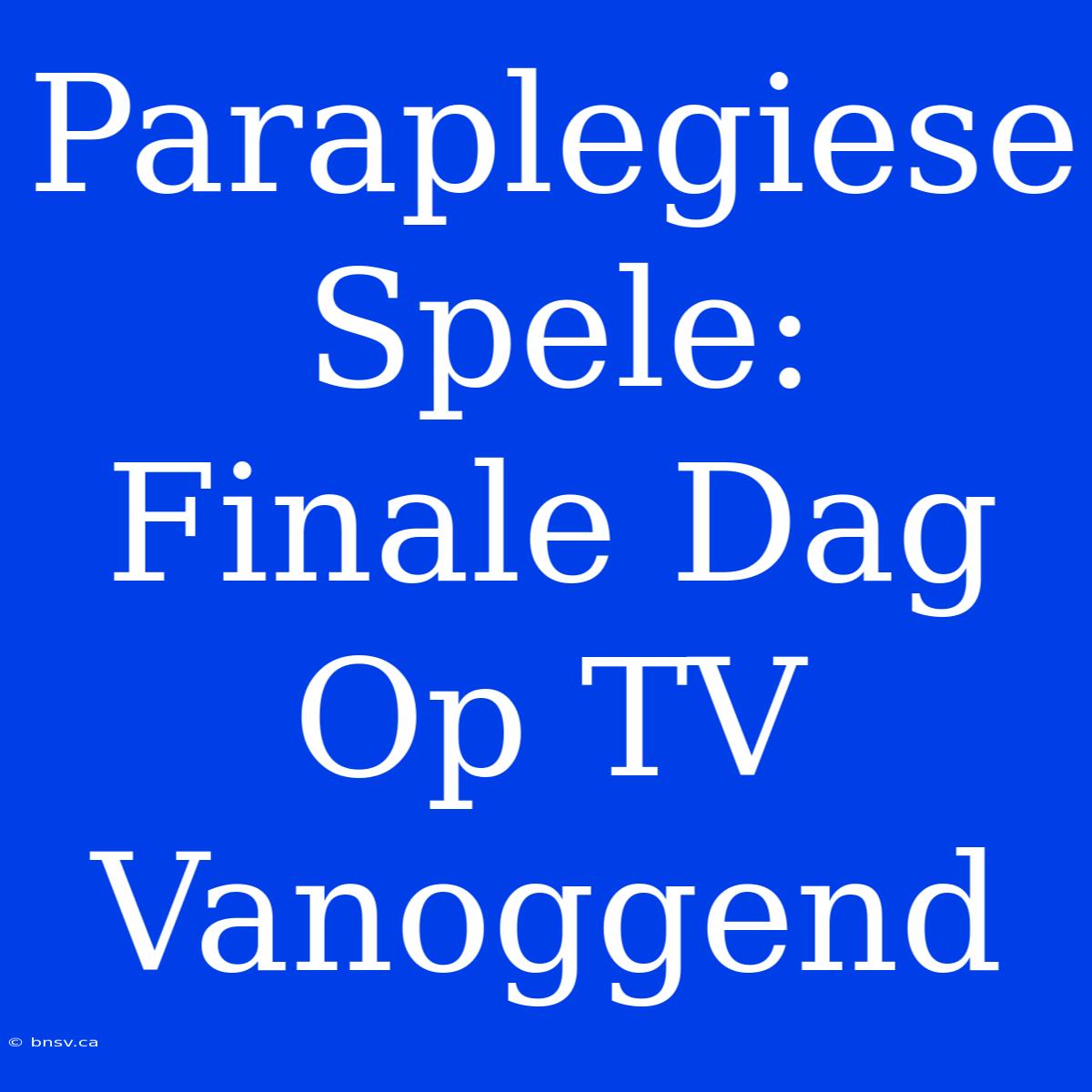 Paraplegiese Spele: Finale Dag Op TV Vanoggend