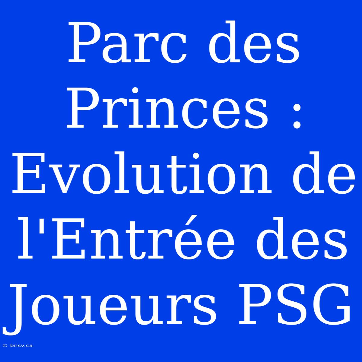 Parc Des Princes : Evolution De L'Entrée Des Joueurs PSG