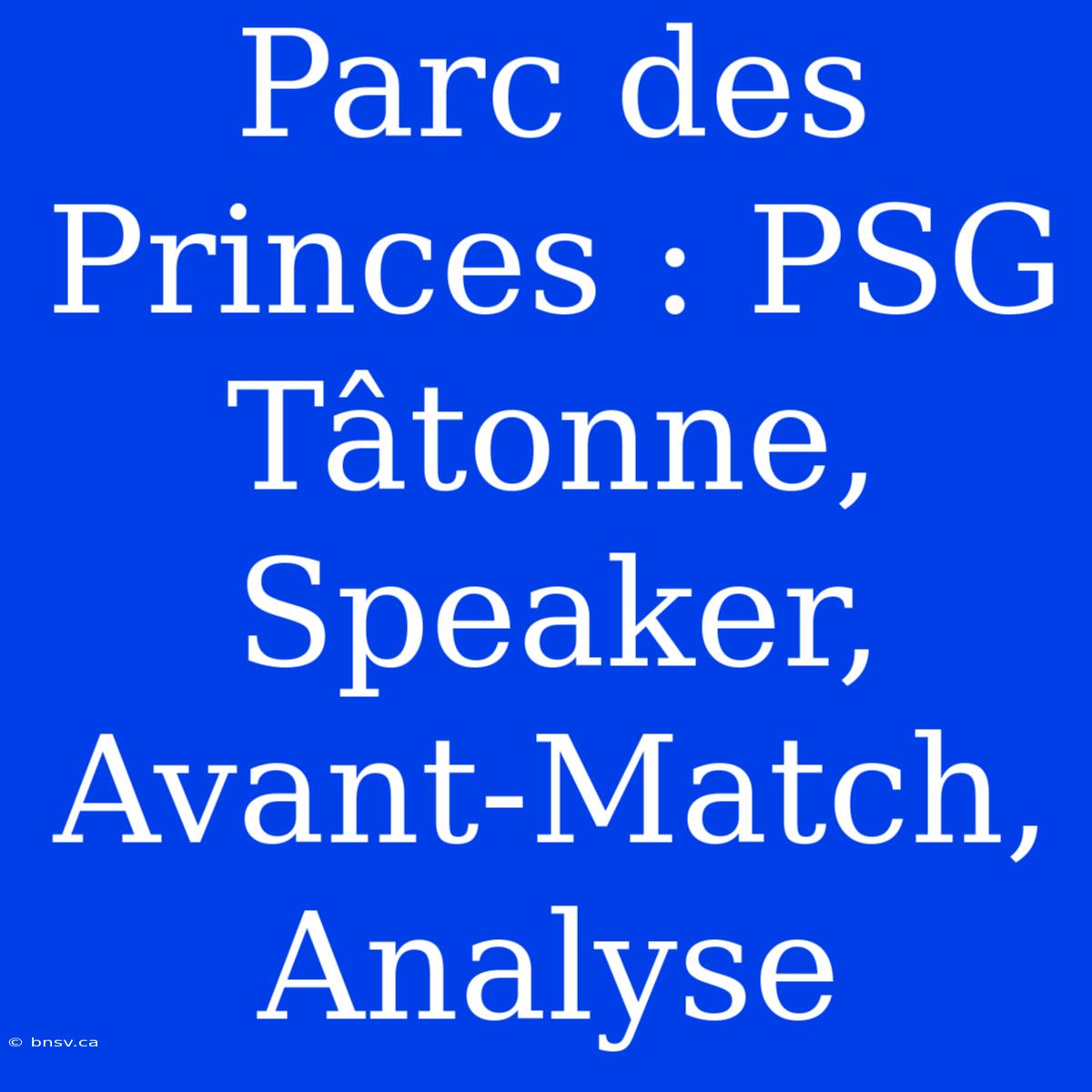 Parc Des Princes : PSG Tâtonne, Speaker, Avant-Match, Analyse