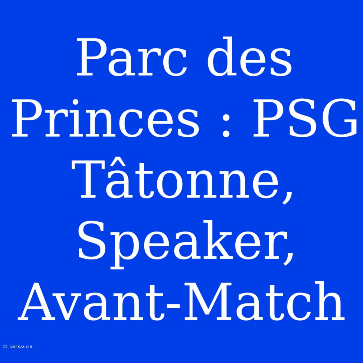 Parc Des Princes : PSG Tâtonne, Speaker, Avant-Match