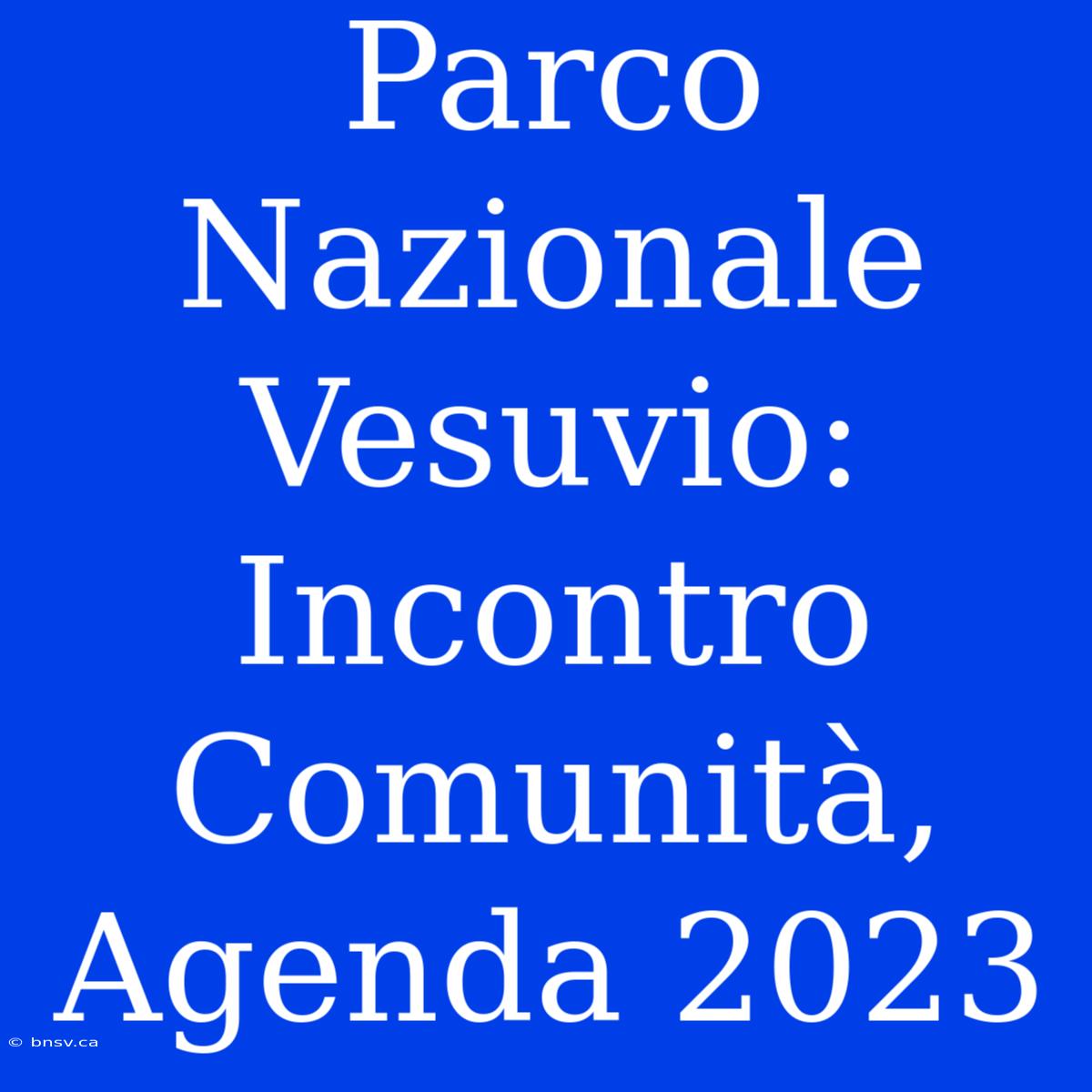 Parco Nazionale Vesuvio: Incontro Comunità, Agenda 2023