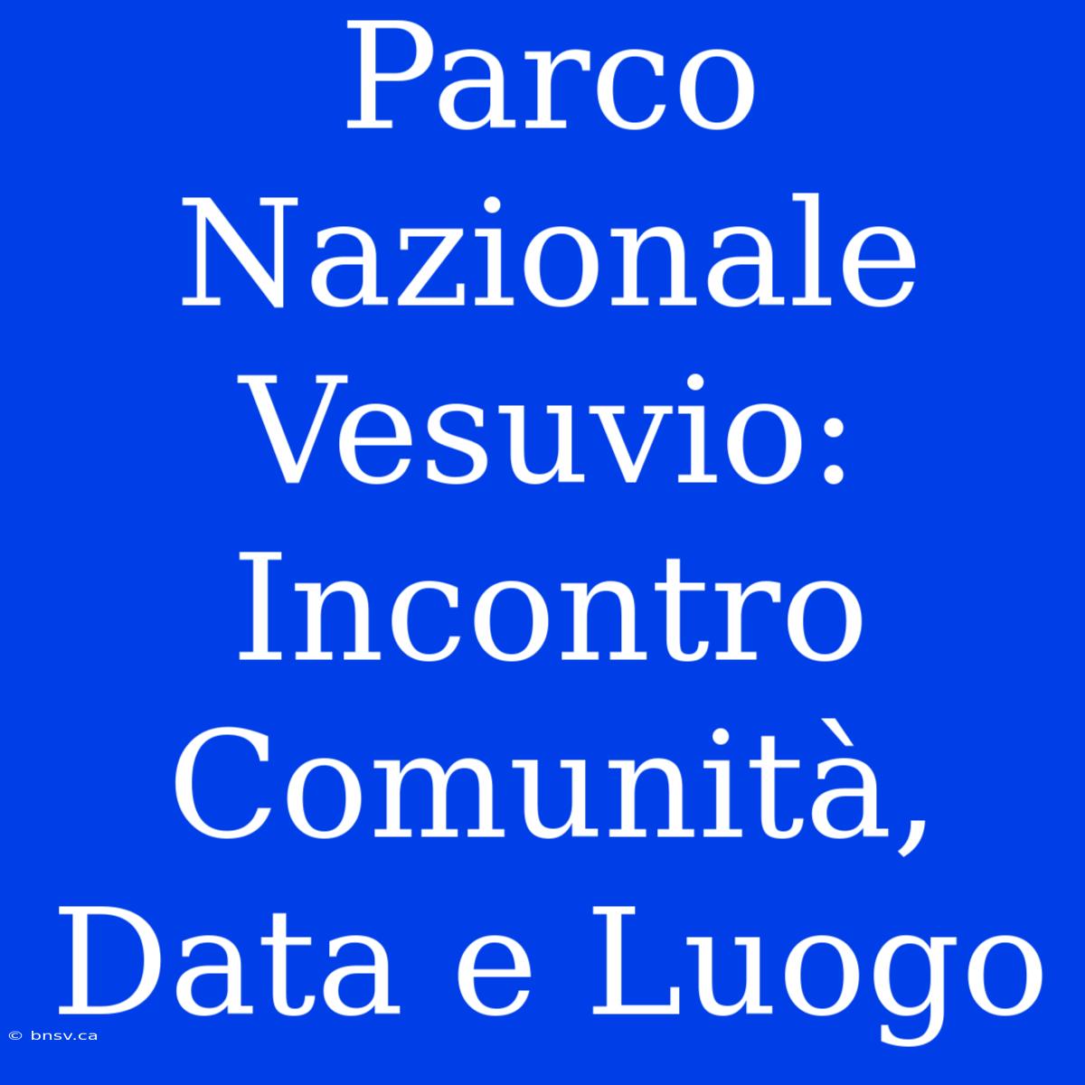 Parco Nazionale Vesuvio: Incontro Comunità, Data E Luogo