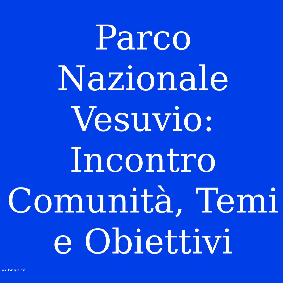 Parco Nazionale Vesuvio: Incontro Comunità, Temi E Obiettivi