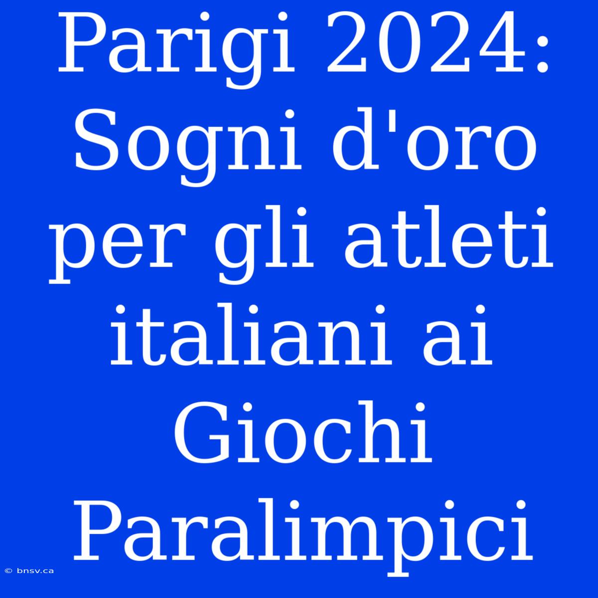 Parigi 2024: Sogni D'oro Per Gli Atleti Italiani Ai Giochi Paralimpici