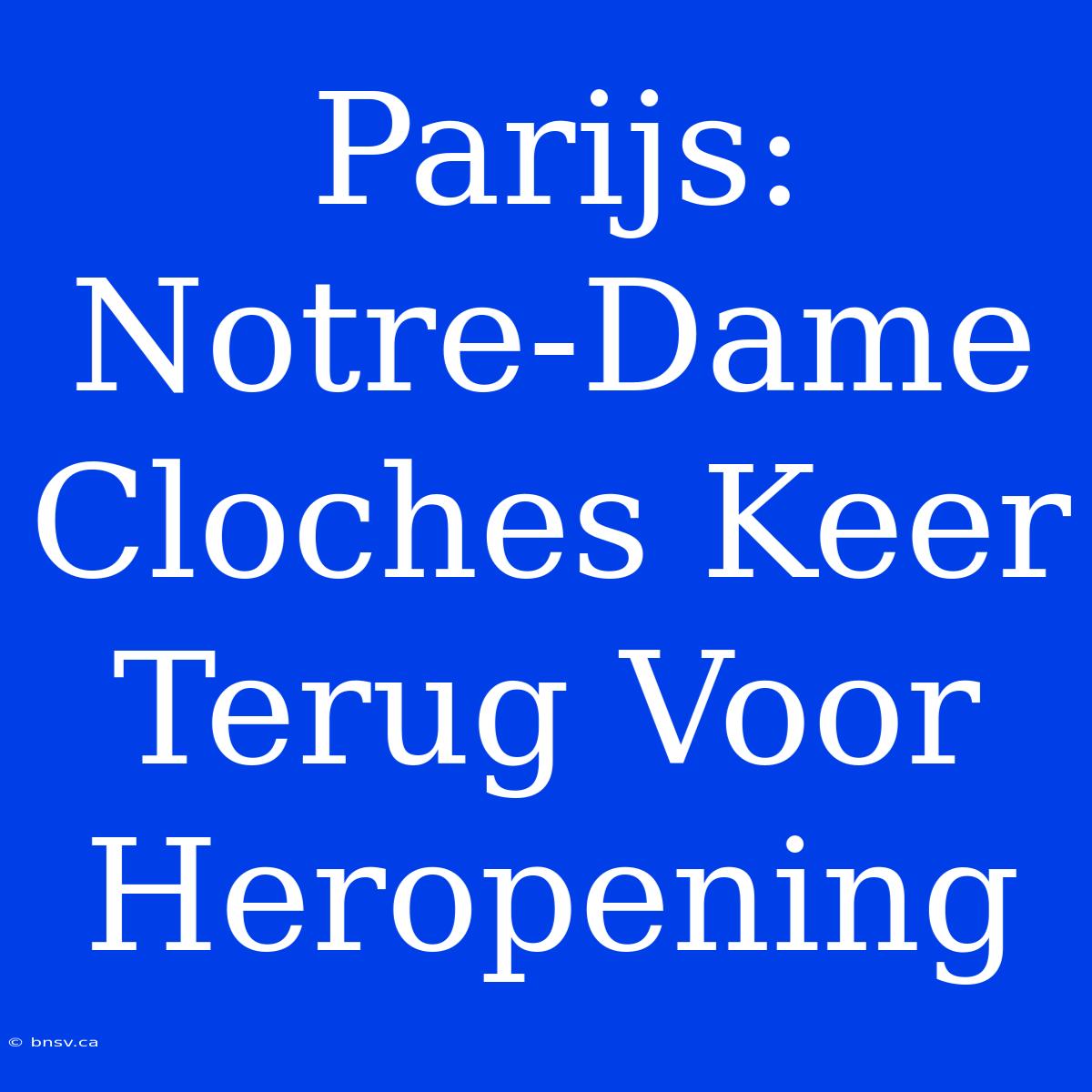 Parijs: Notre-Dame Cloches Keer Terug Voor Heropening