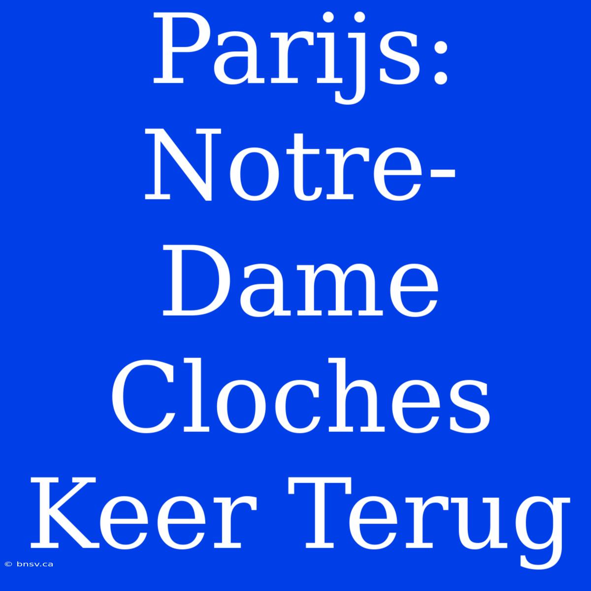 Parijs: Notre-Dame Cloches Keer Terug