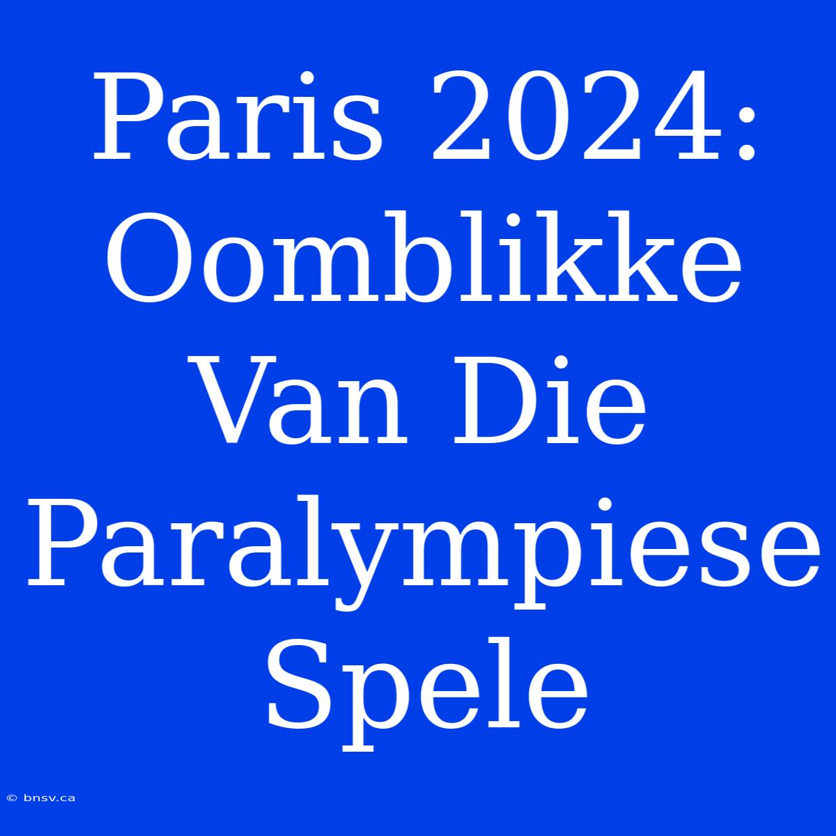 Paris 2024: Oomblikke Van Die Paralympiese Spele