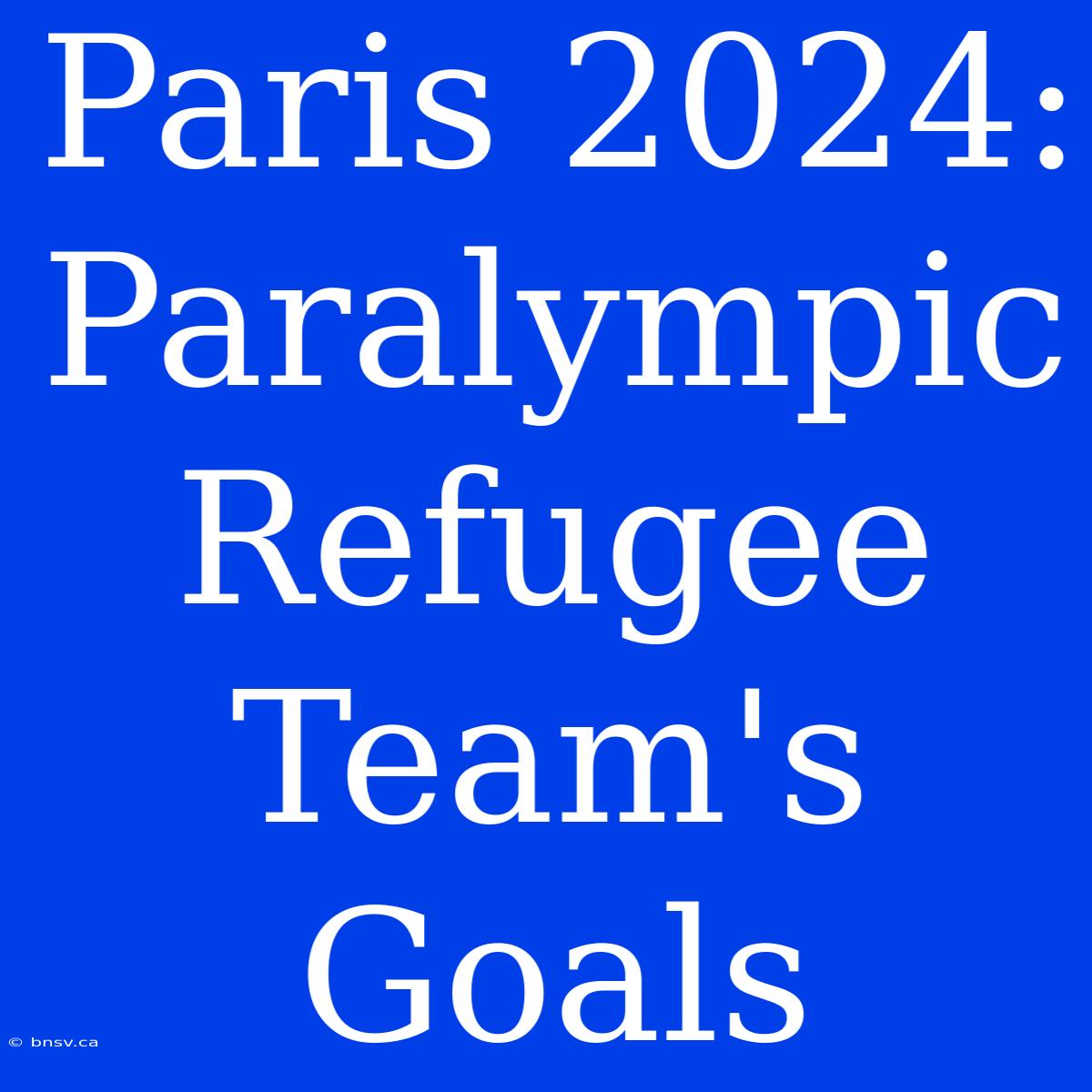 Paris 2024: Paralympic Refugee Team's Goals