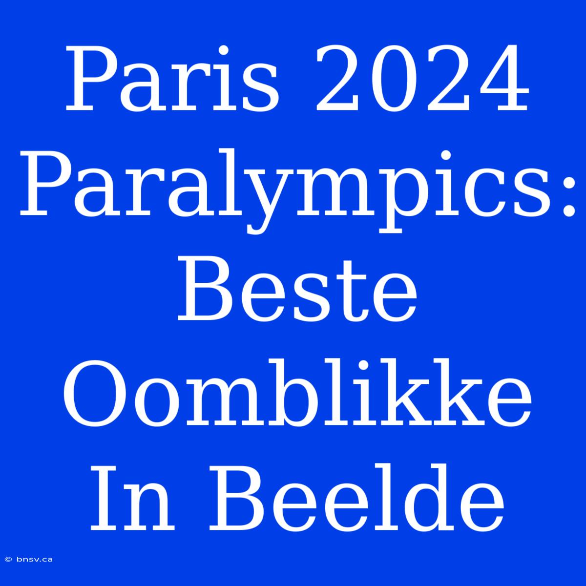 Paris 2024 Paralympics: Beste Oomblikke In Beelde