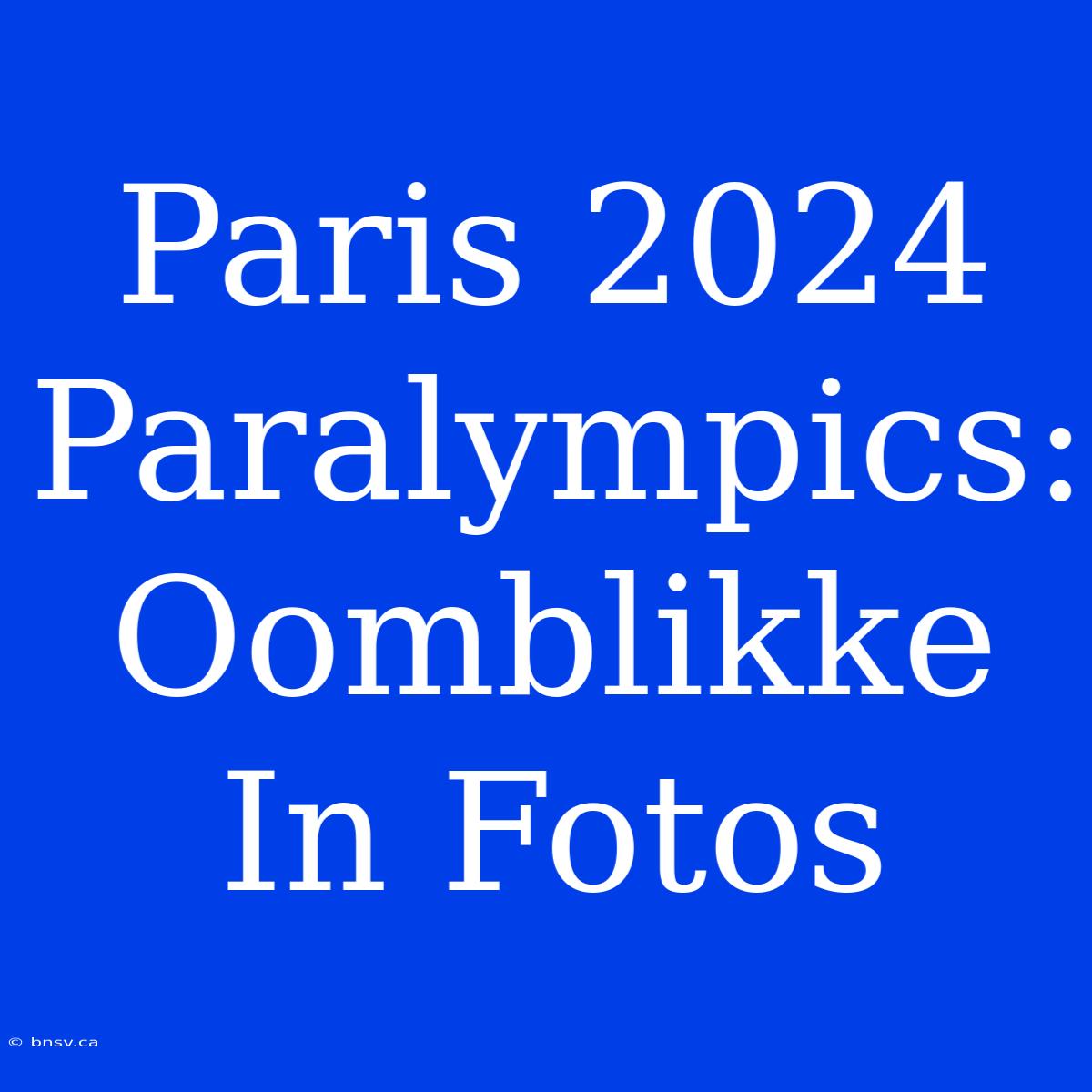 Paris 2024 Paralympics: Oomblikke In Fotos