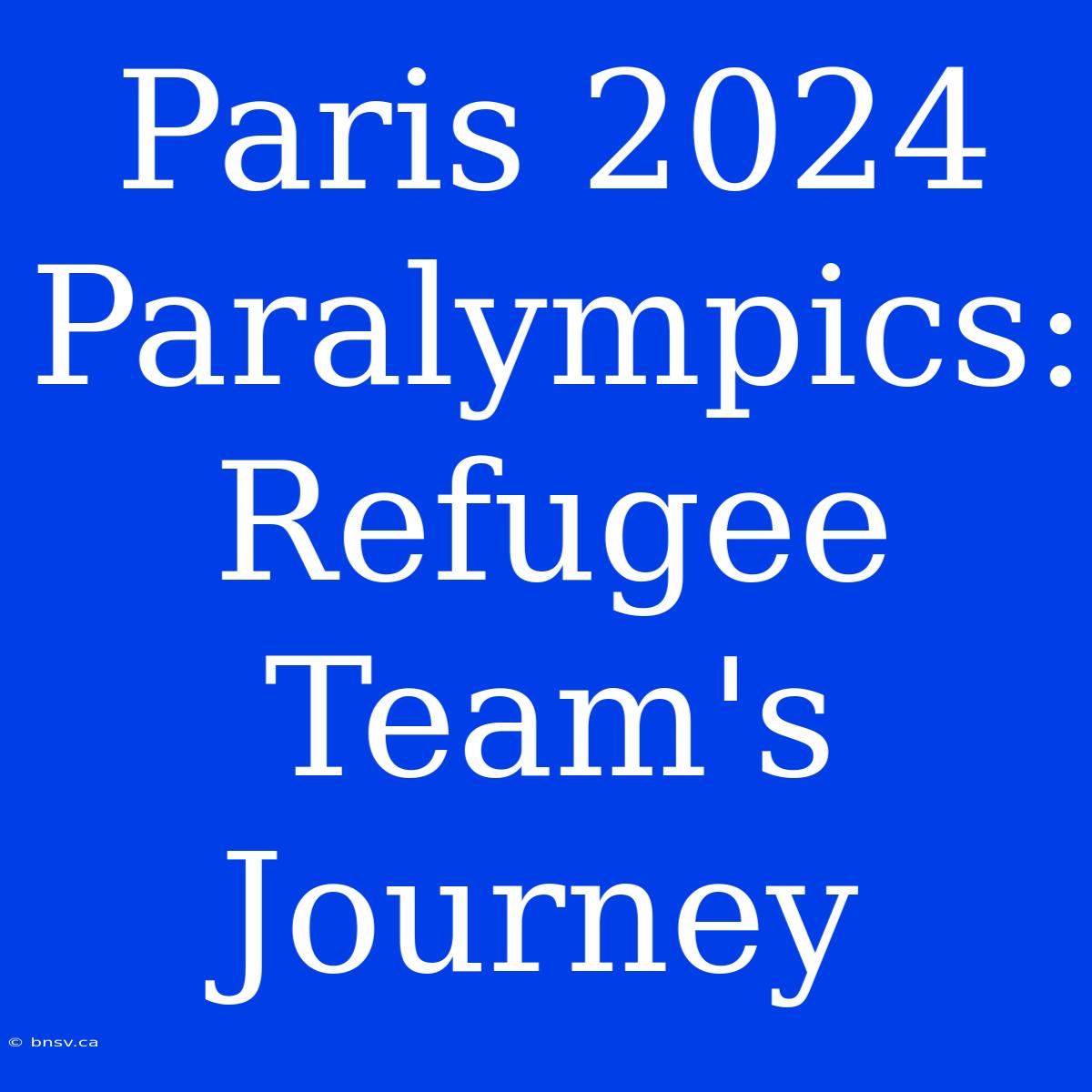 Paris 2024 Paralympics: Refugee Team's Journey