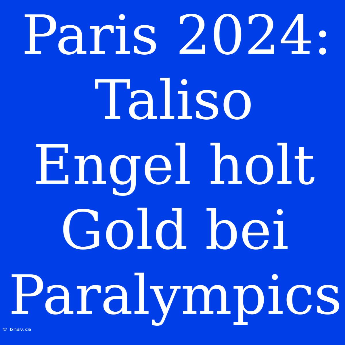 Paris 2024: Taliso Engel Holt Gold Bei Paralympics