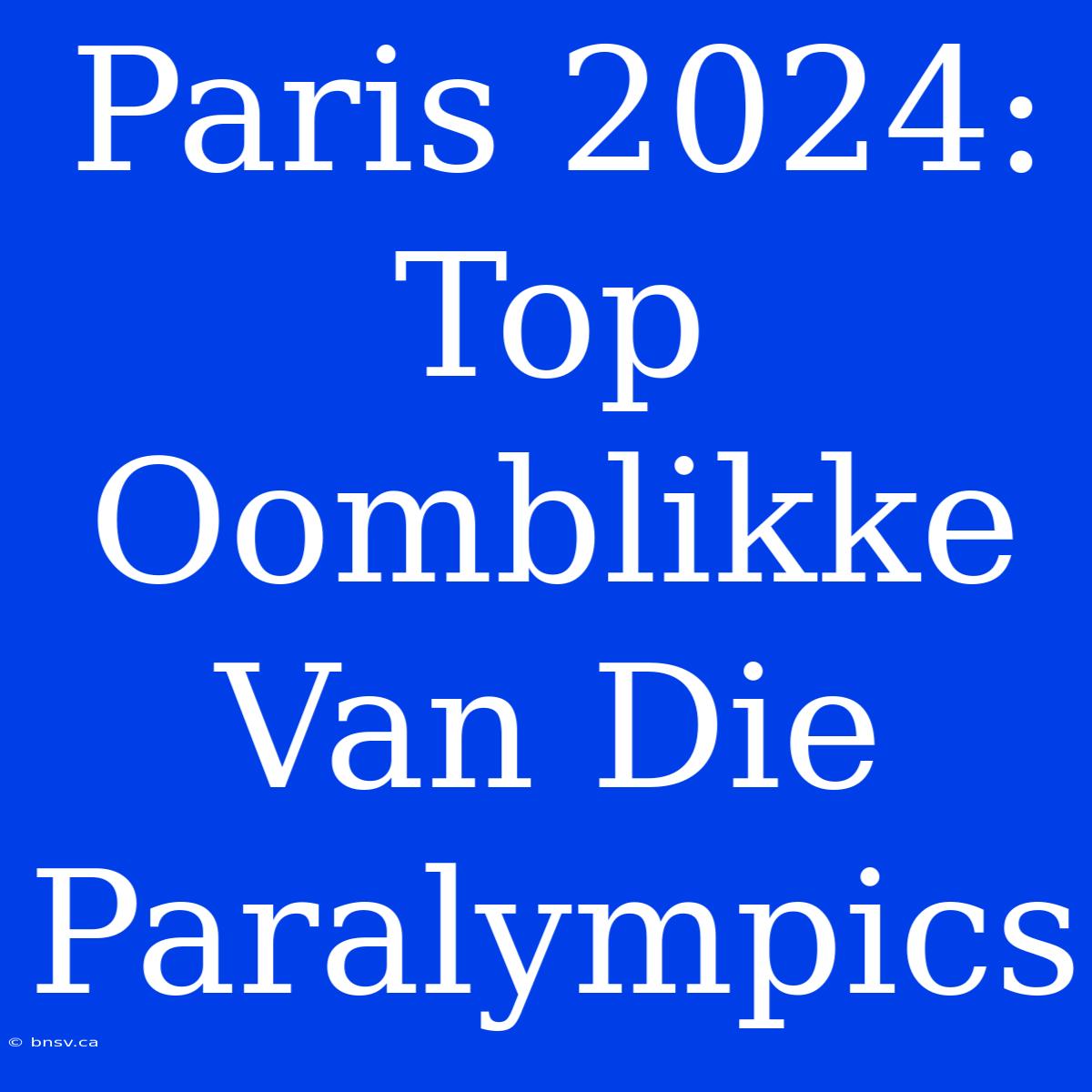 Paris 2024: Top Oomblikke Van Die Paralympics