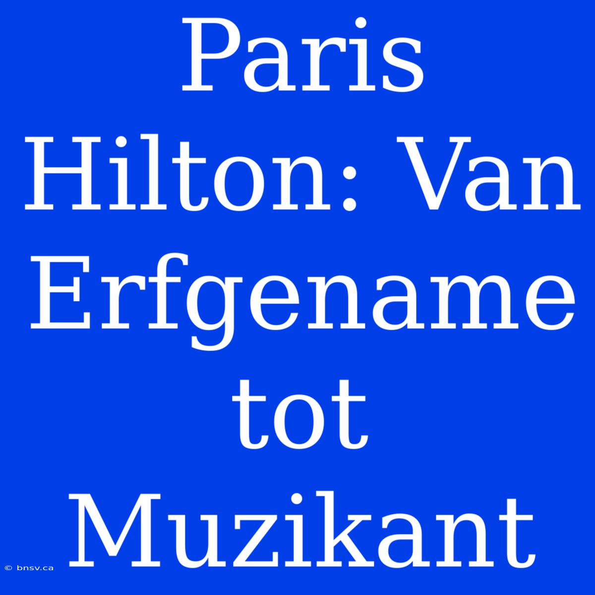 Paris Hilton: Van Erfgename Tot Muzikant