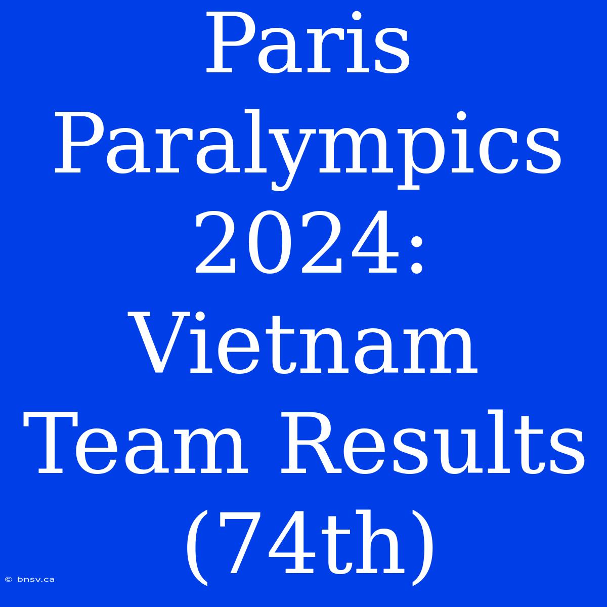 Paris Paralympics 2024: Vietnam Team Results (74th)