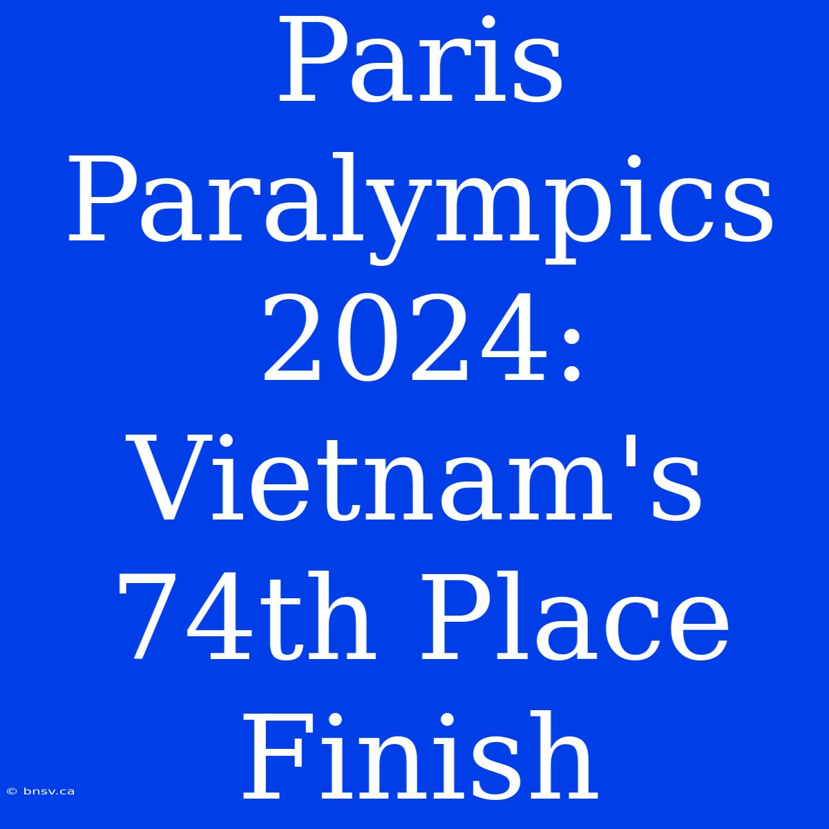 Paris Paralympics 2024: Vietnam's 74th Place Finish