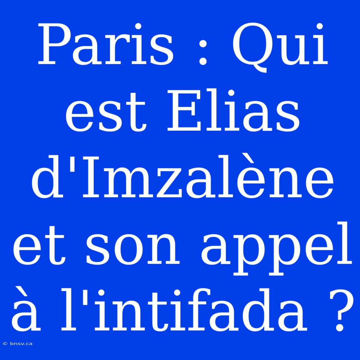 Paris : Qui Est Elias D'Imzalène Et Son Appel À L'intifada ?