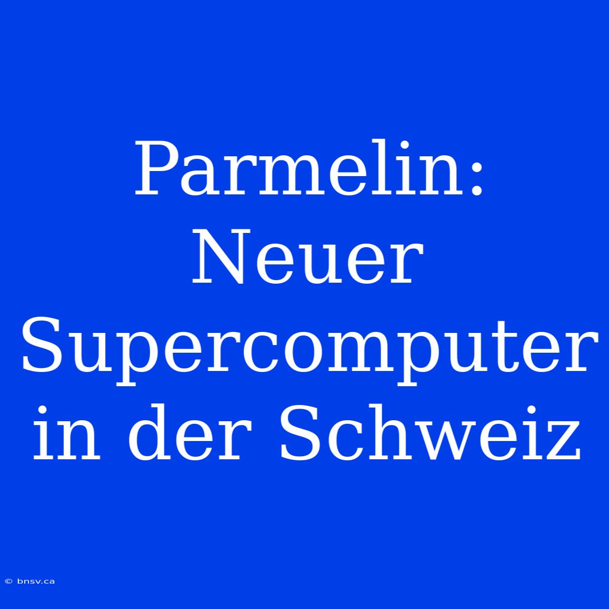 Parmelin: Neuer Supercomputer In Der Schweiz