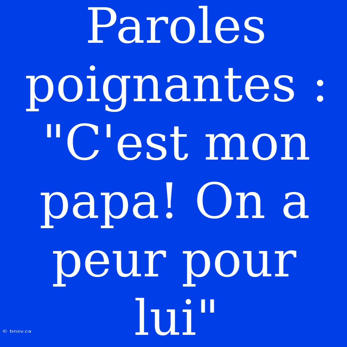 Paroles Poignantes : 