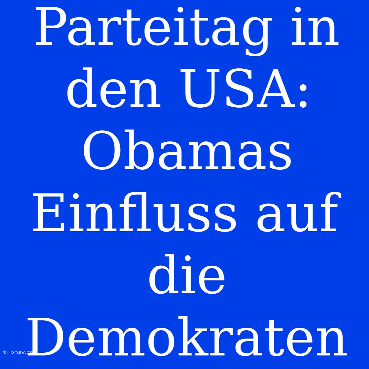 Parteitag In Den USA: Obamas Einfluss Auf Die Demokraten