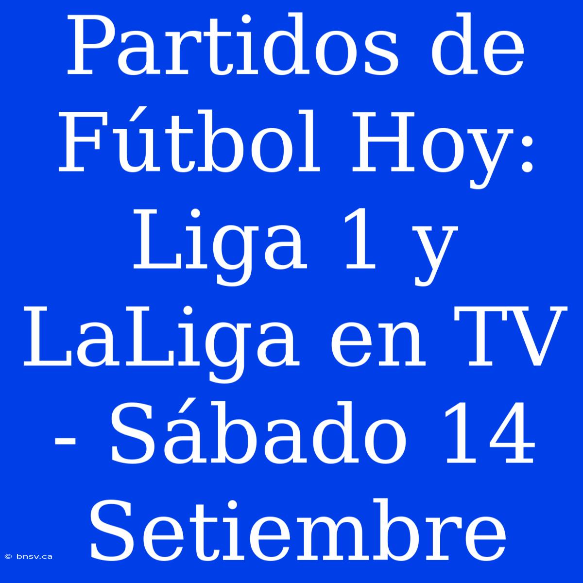 Partidos De Fútbol Hoy: Liga 1 Y LaLiga En TV - Sábado 14 Setiembre