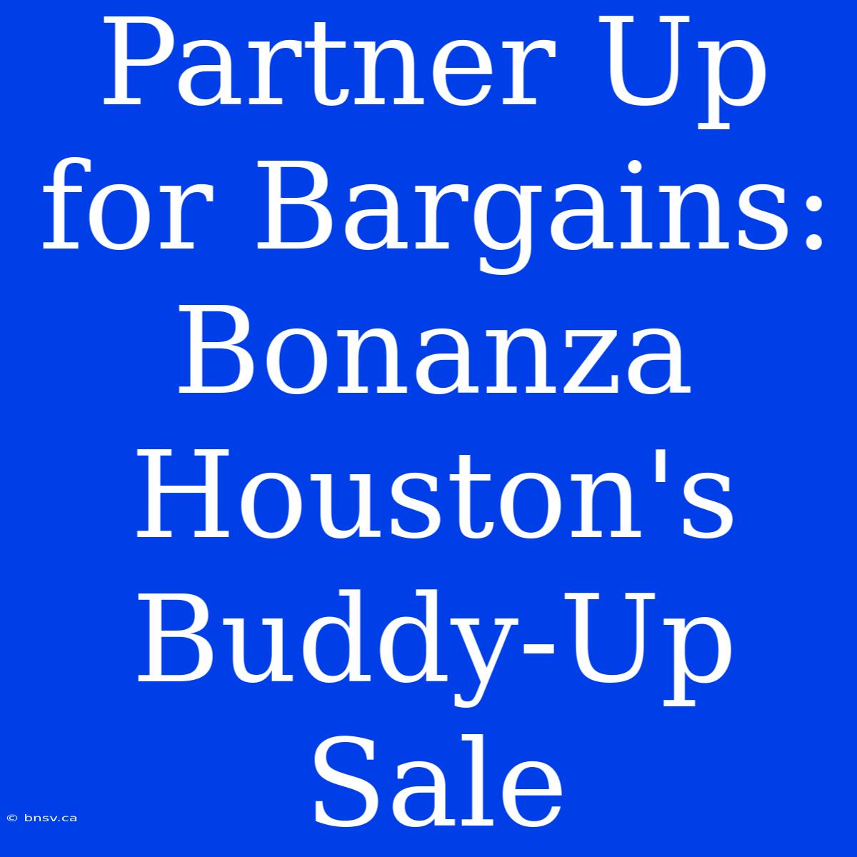 Partner Up For Bargains: Bonanza Houston's Buddy-Up Sale