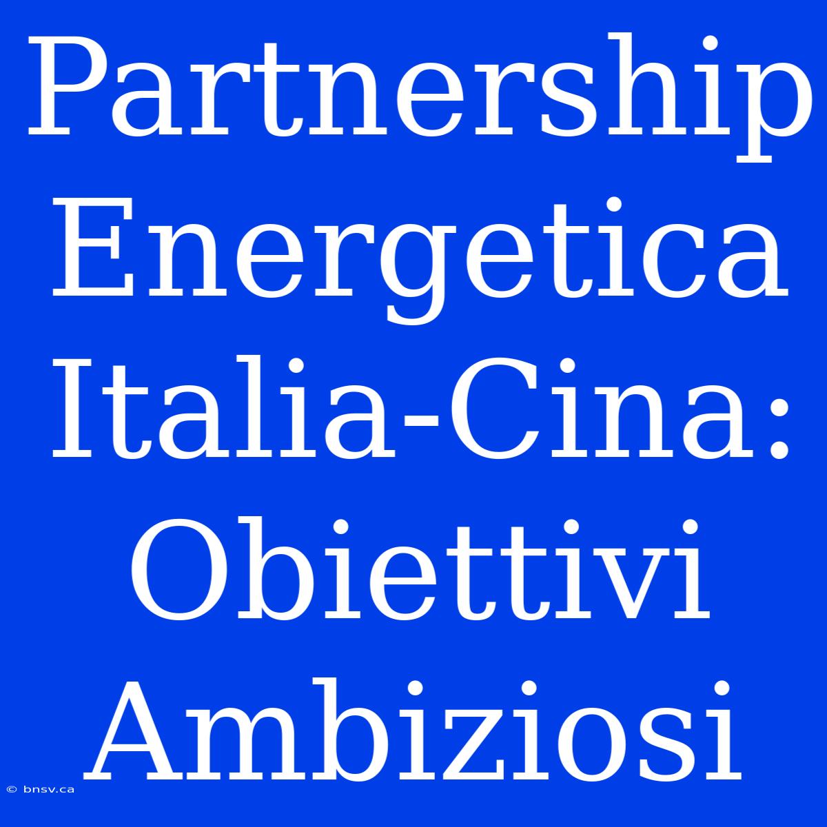 Partnership Energetica Italia-Cina: Obiettivi Ambiziosi