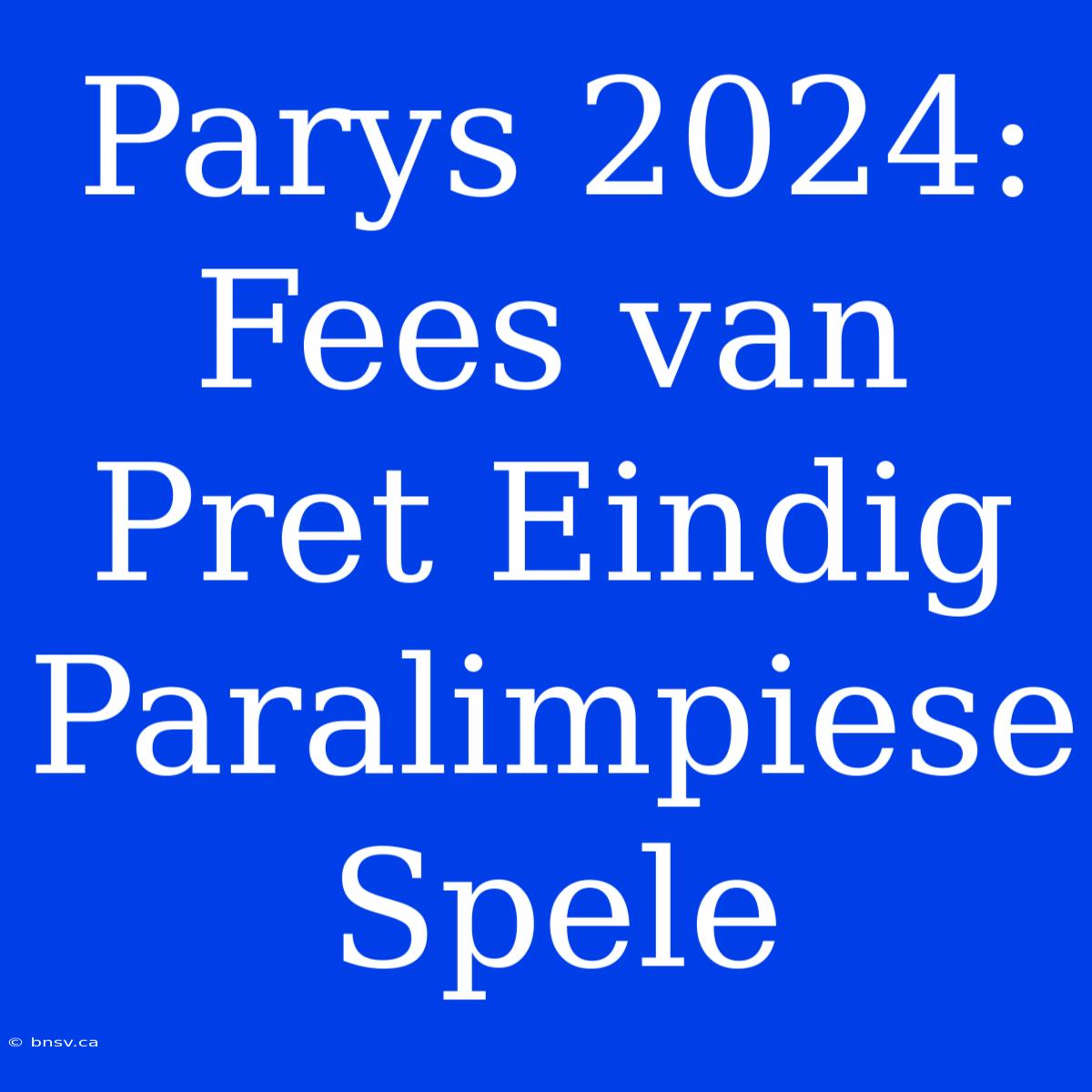 Parys 2024: Fees Van Pret Eindig Paralimpiese Spele