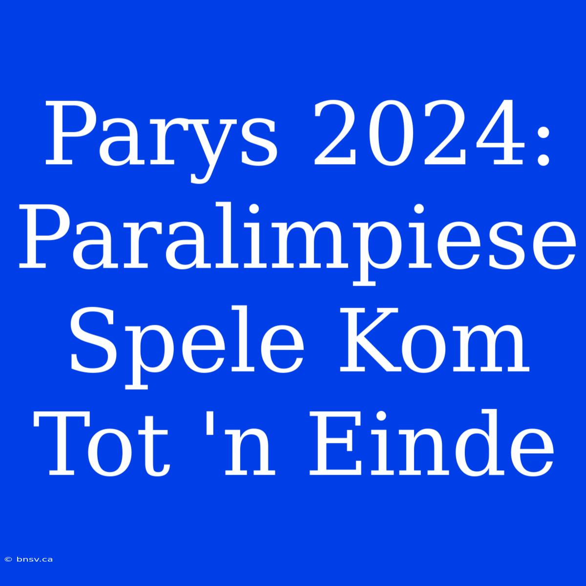 Parys 2024: Paralimpiese Spele Kom Tot 'n Einde