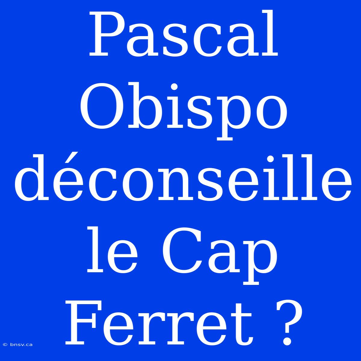 Pascal Obispo Déconseille Le Cap Ferret ?