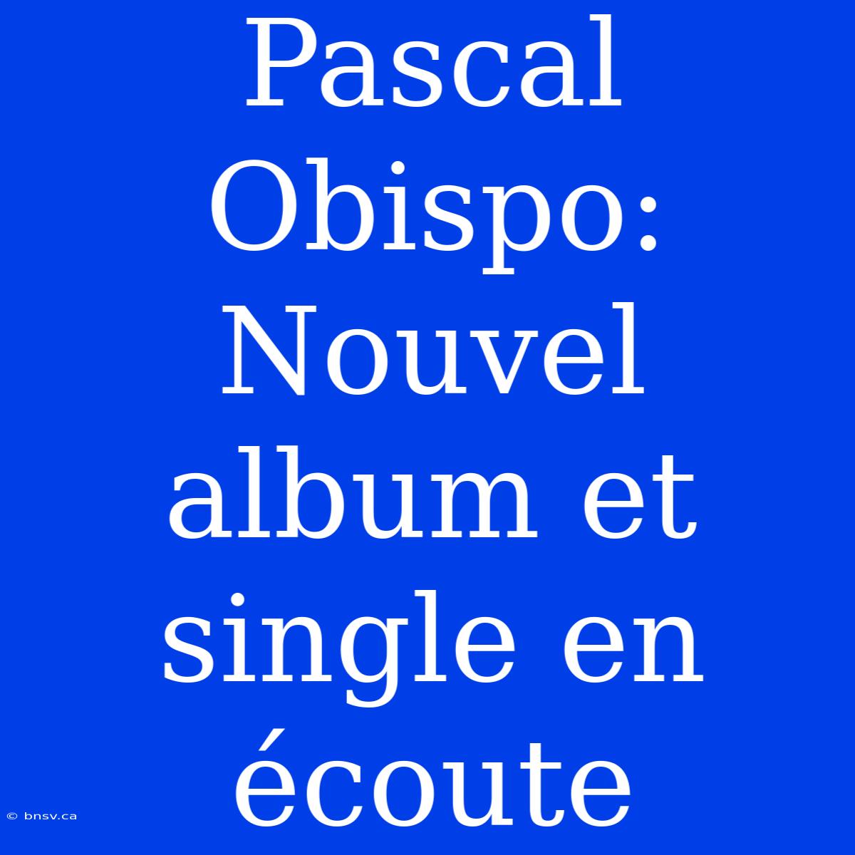 Pascal Obispo: Nouvel Album Et Single En Écoute