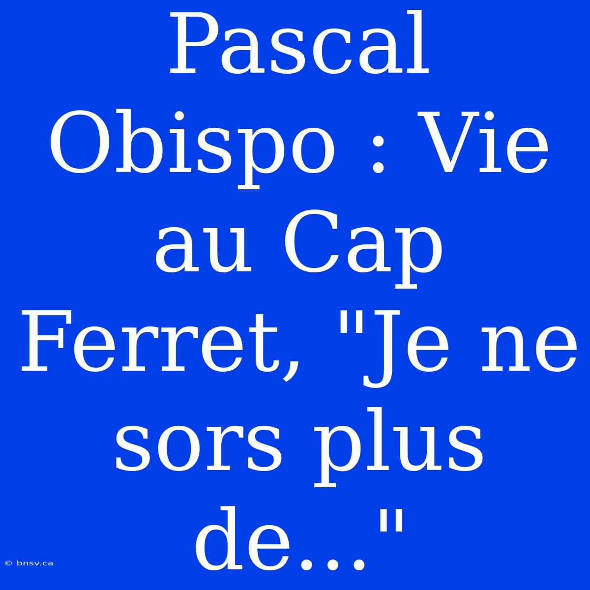 Pascal Obispo : Vie Au Cap Ferret, 