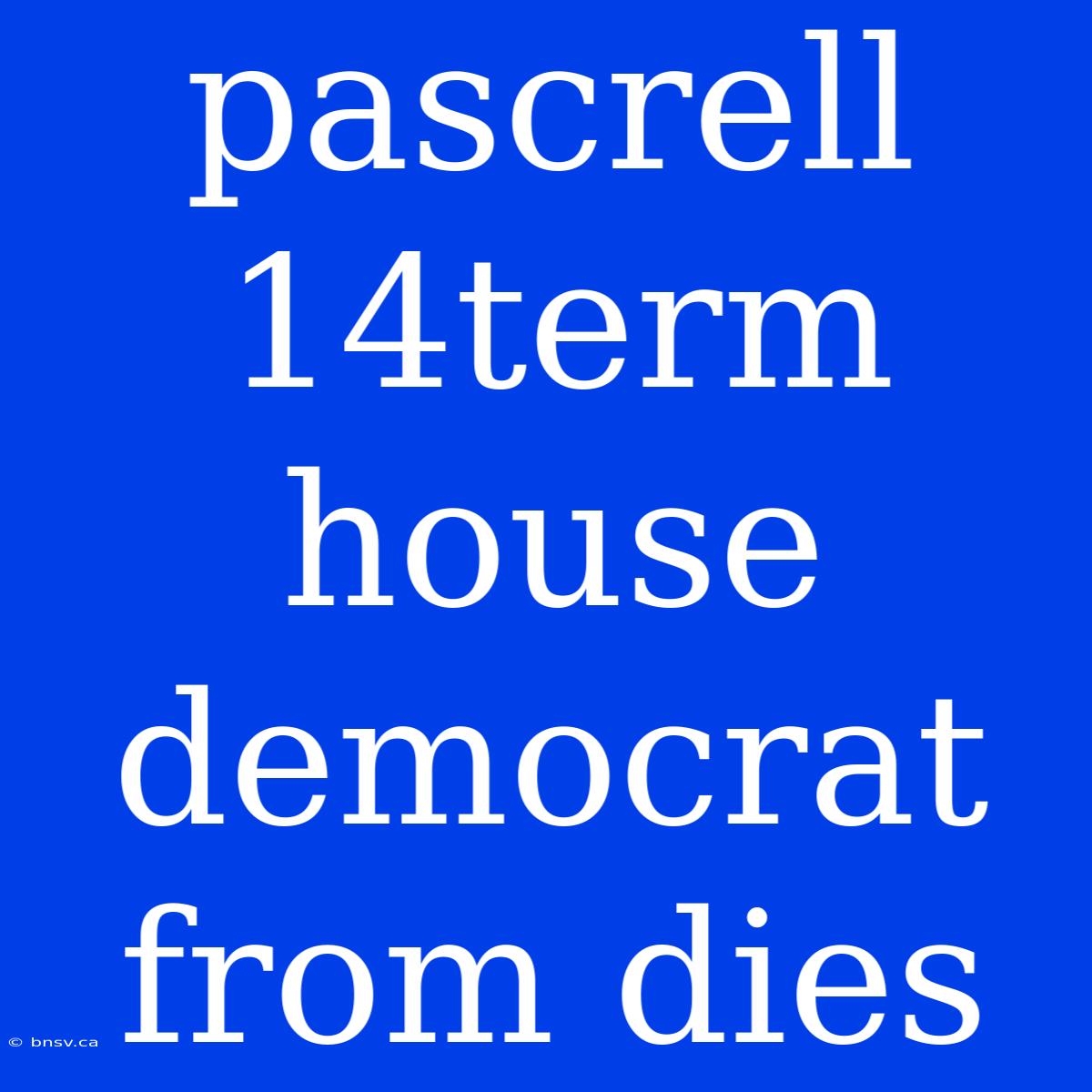 Pascrell 14term House Democrat From Dies