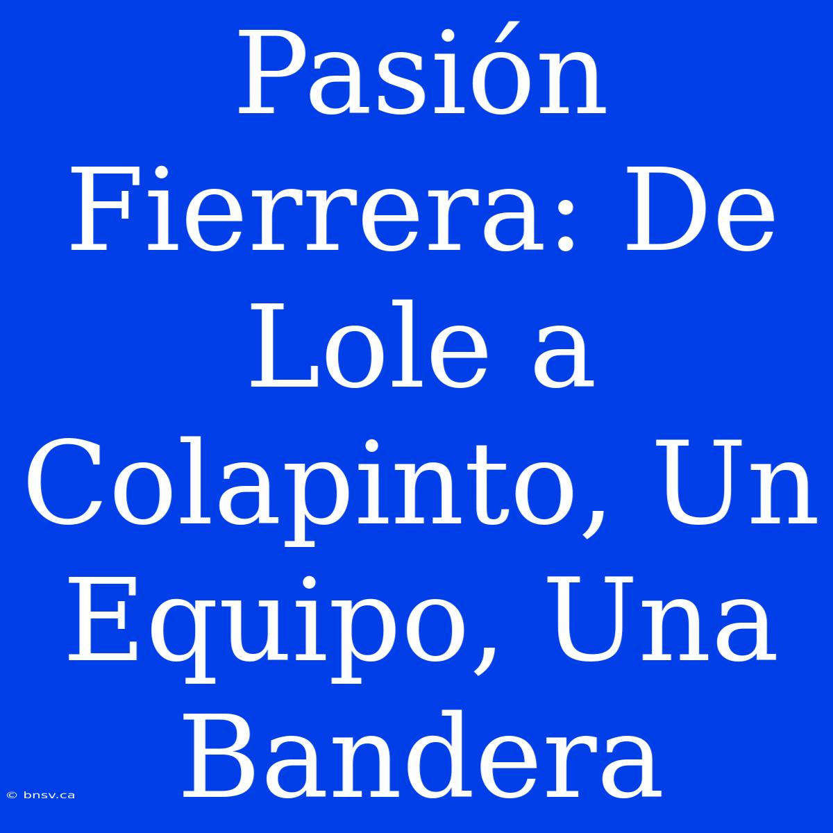 Pasión Fierrera: De Lole A Colapinto, Un Equipo, Una Bandera