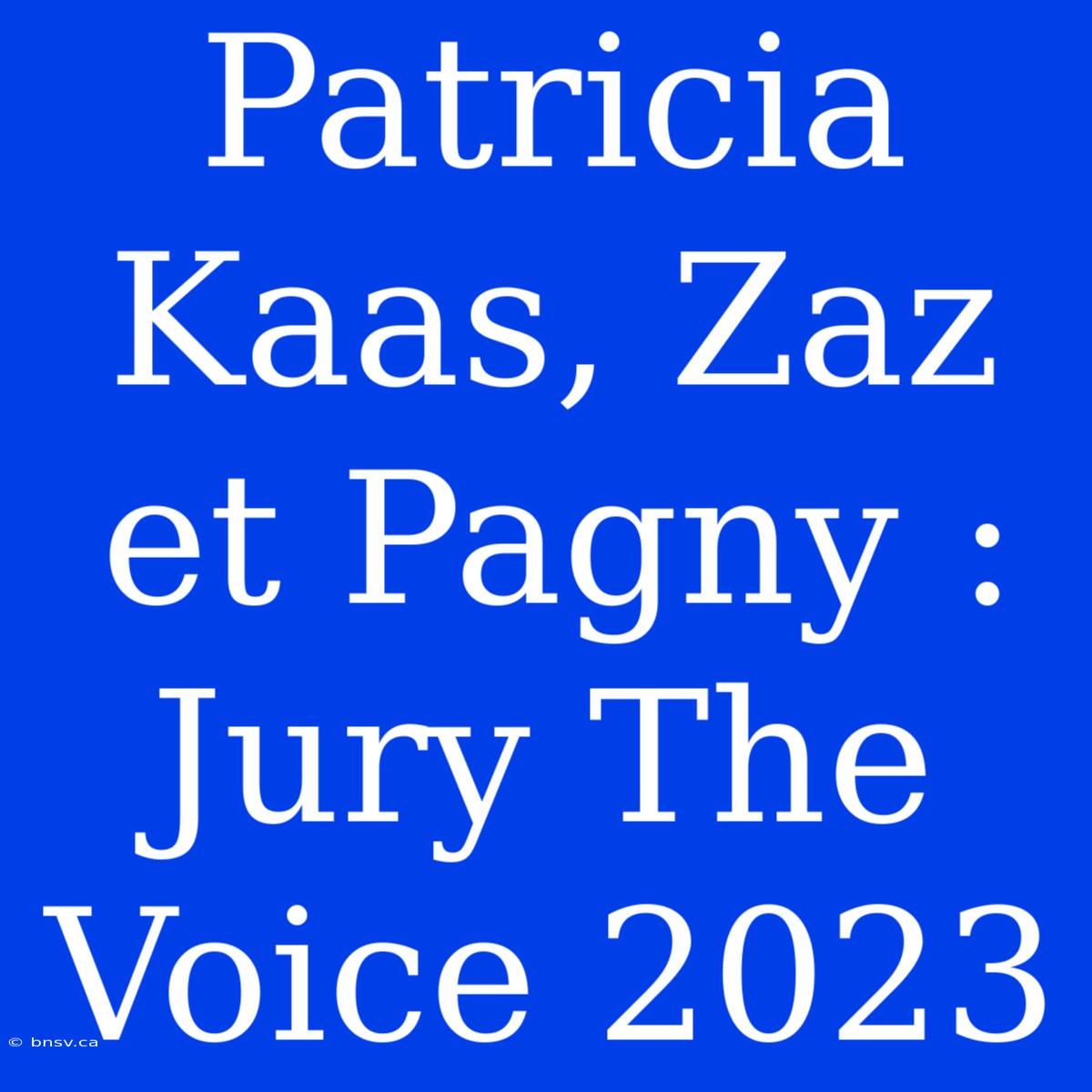 Patricia Kaas, Zaz Et Pagny : Jury The Voice 2023