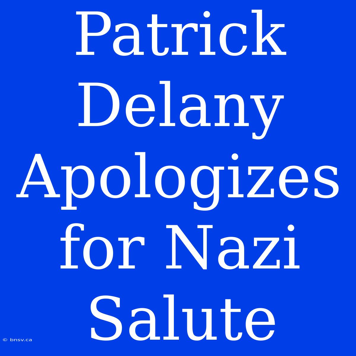 Patrick Delany Apologizes For Nazi Salute