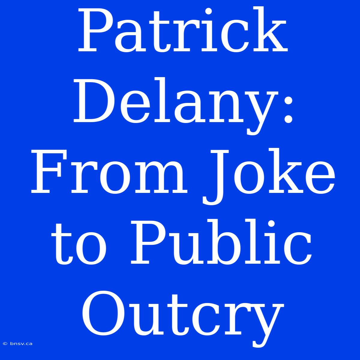 Patrick Delany: From Joke To Public Outcry