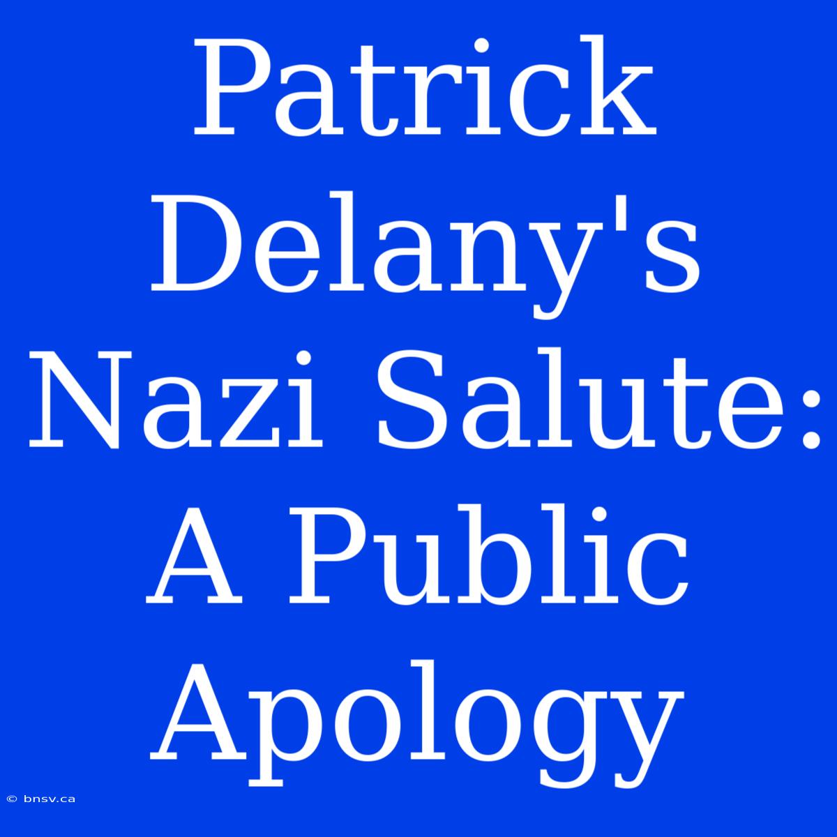 Patrick Delany's Nazi Salute: A Public Apology