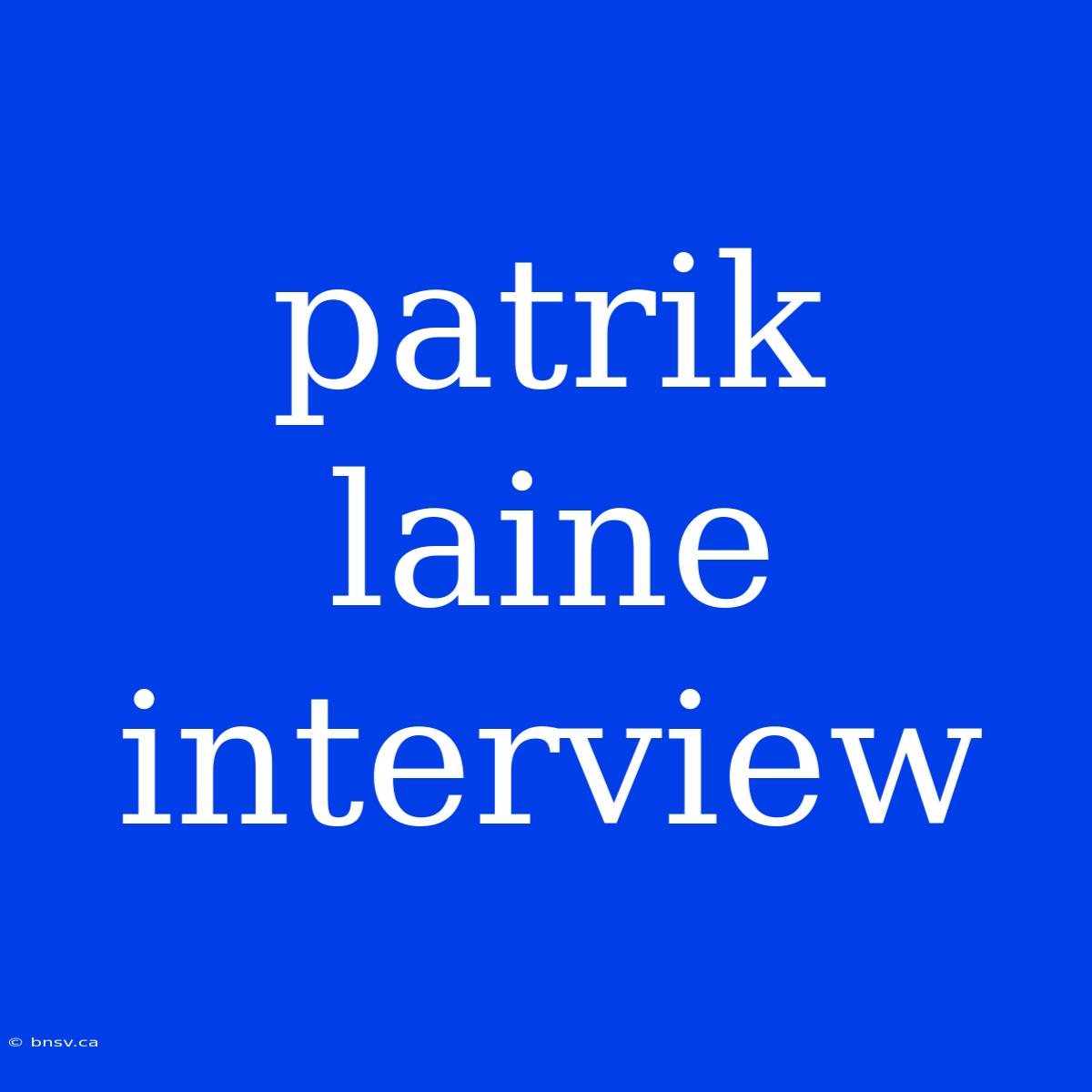 Patrik Laine Interview