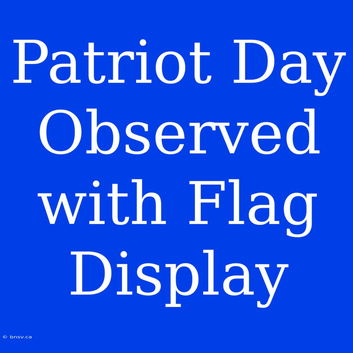 Patriot Day Observed With Flag Display