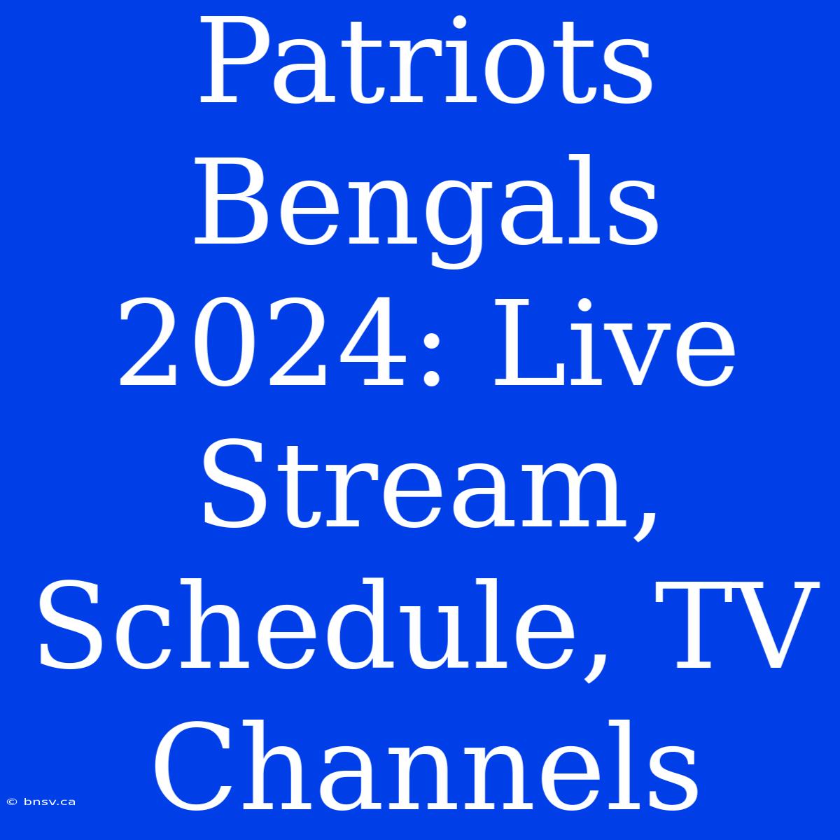 Patriots Bengals 2024: Live Stream, Schedule, TV Channels