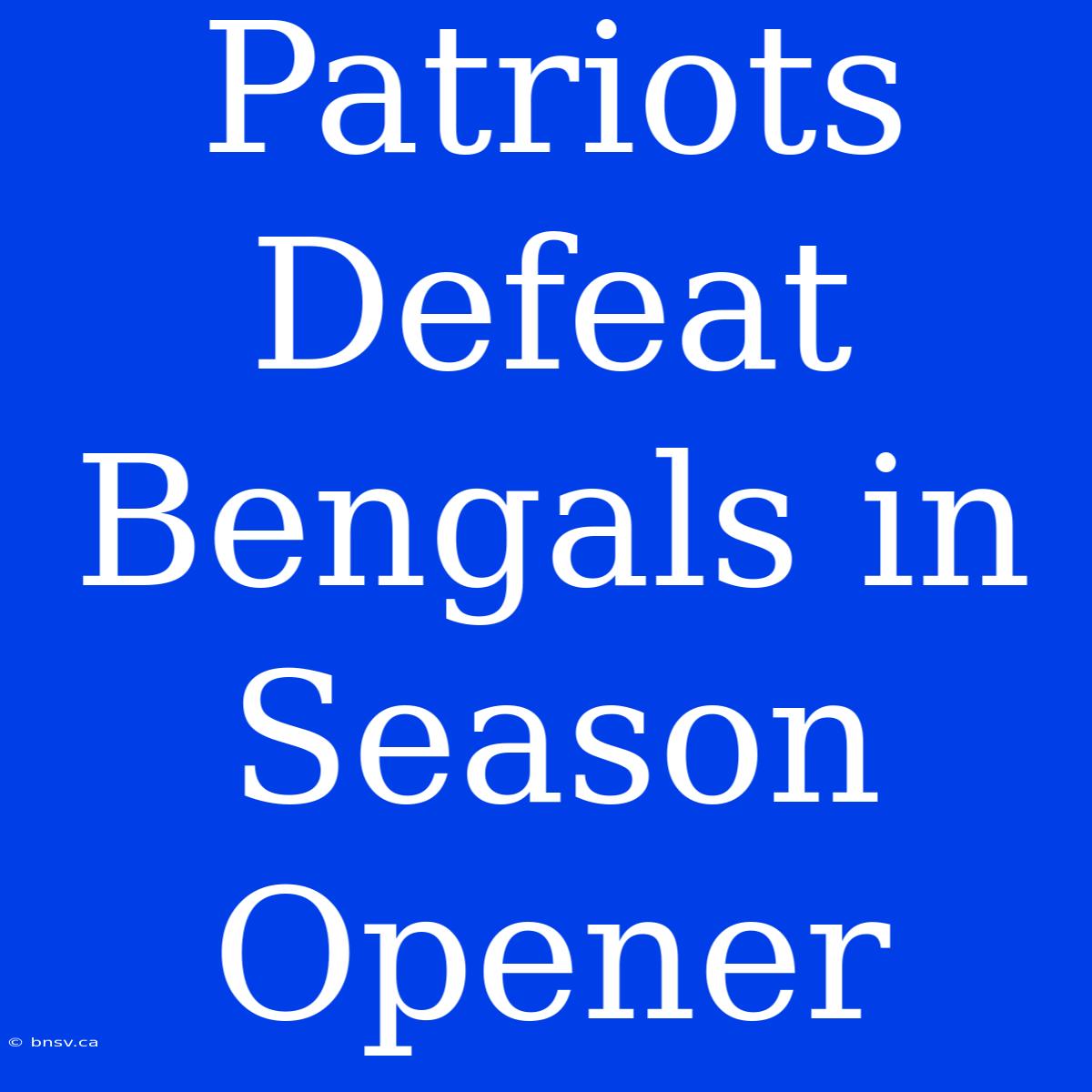 Patriots Defeat Bengals In Season Opener