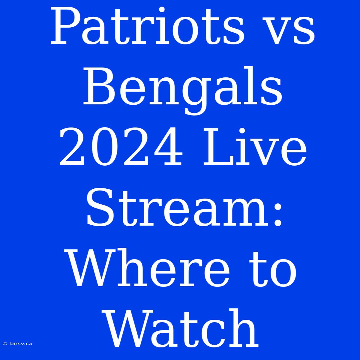 Patriots Vs Bengals 2024 Live Stream: Where To Watch