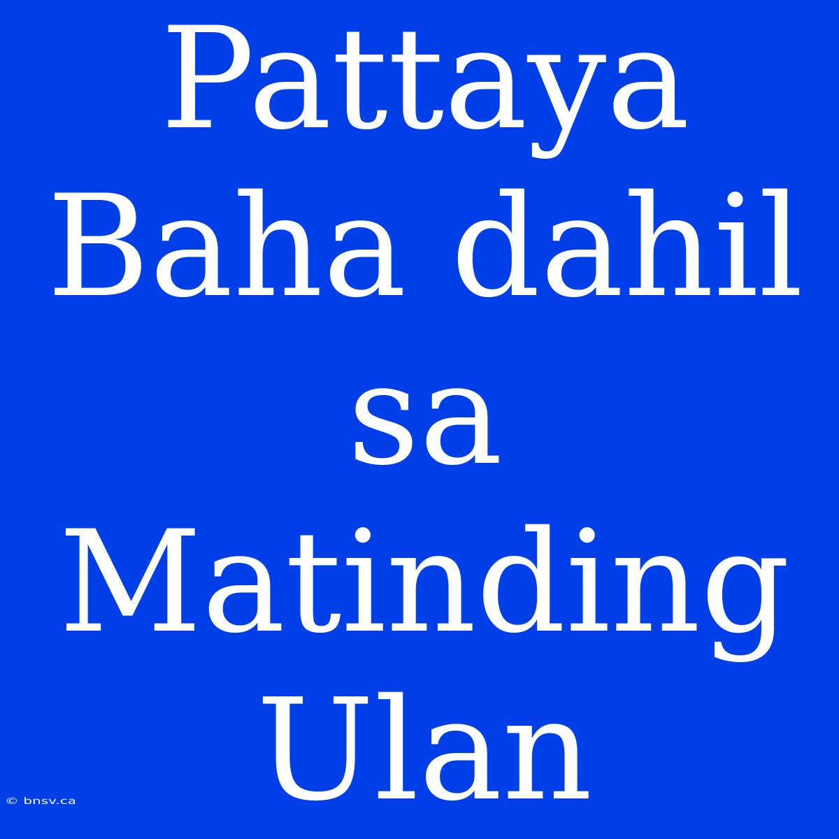 Pattaya Baha Dahil Sa Matinding Ulan