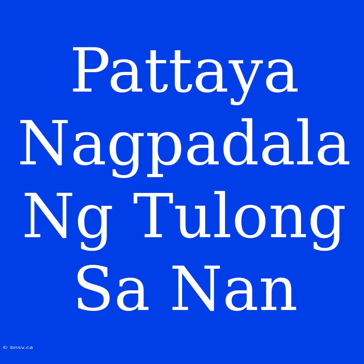 Pattaya Nagpadala Ng Tulong Sa Nan