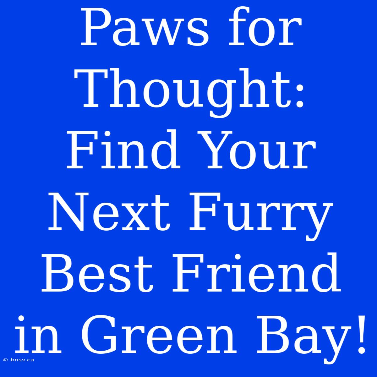 Paws For Thought: Find Your Next Furry Best Friend In Green Bay!